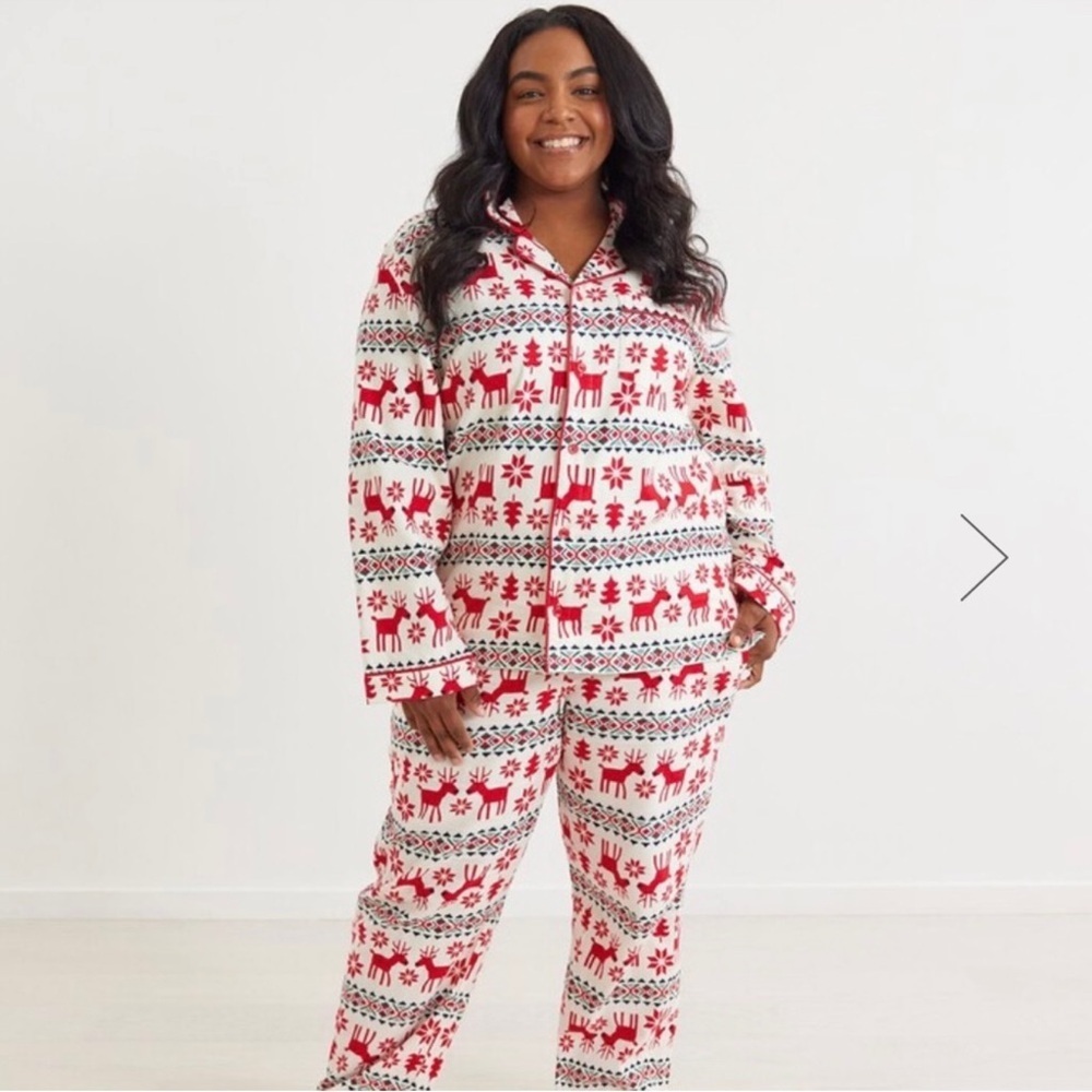 Hanna Andersson Adult unisex reindeer pajamas Pima Cotton 2 Piece Set